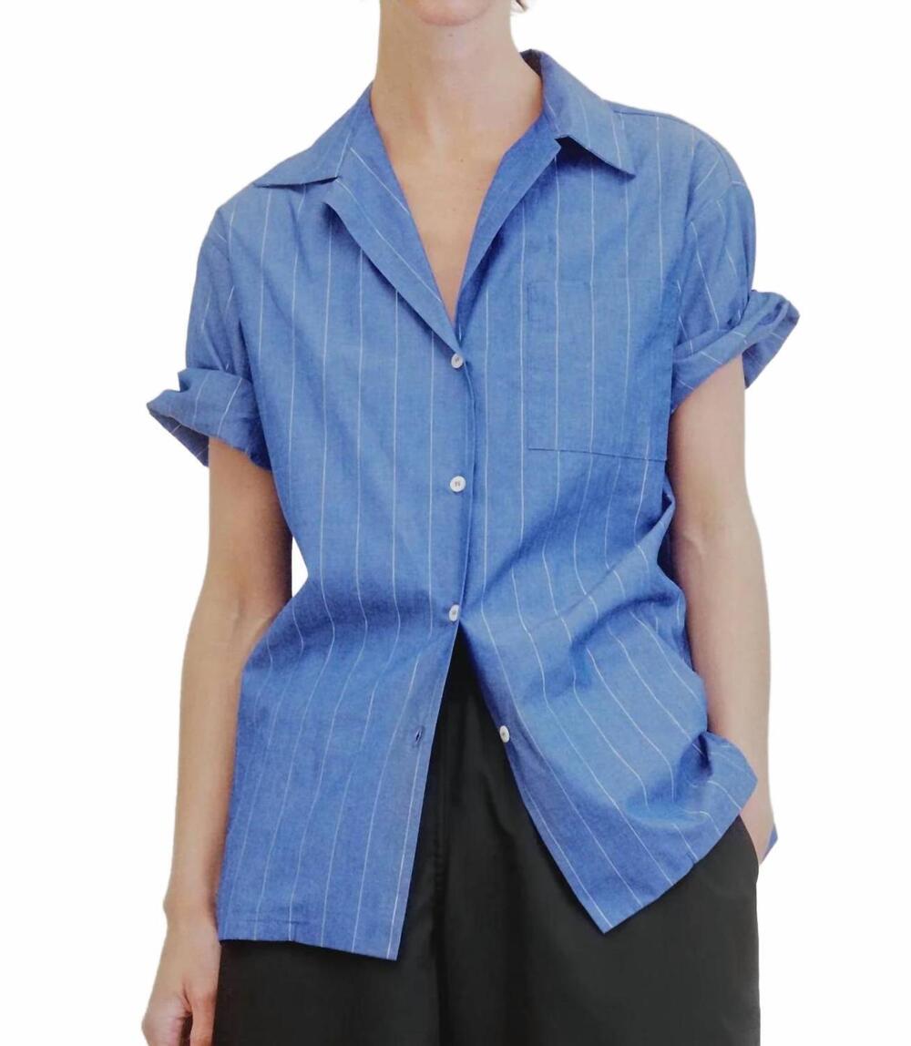 NEW AQUARIUS COCKTAIL le camp short sleeve shirt in metallic stripe